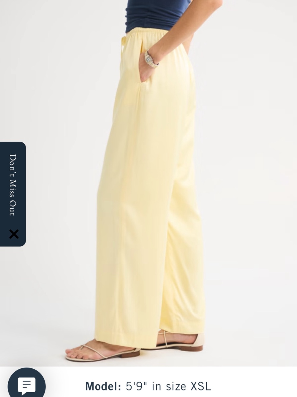 abercrombie & fitch gemma satin pull-on pants pastel butter yellow wide leg sz L - Picture 3 of 14